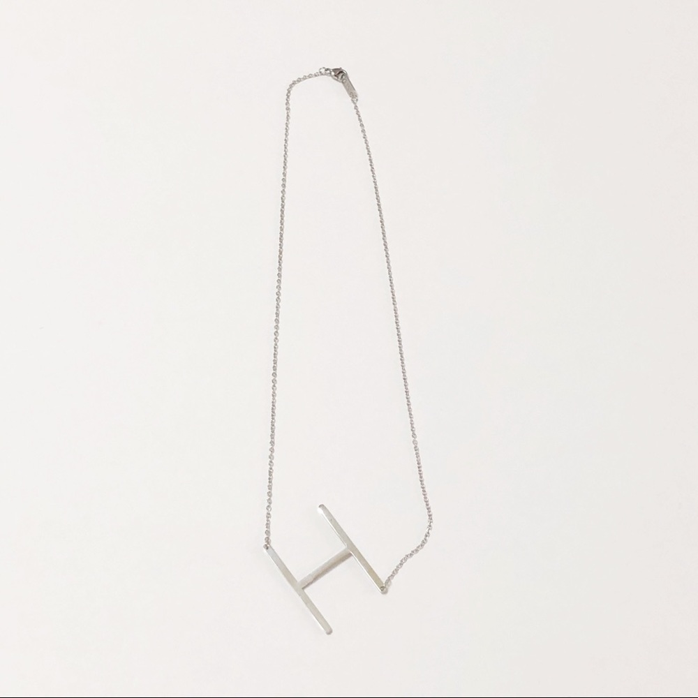 H Block Letter Monogram Stainless Steel Necklace - Picture 2 of 6